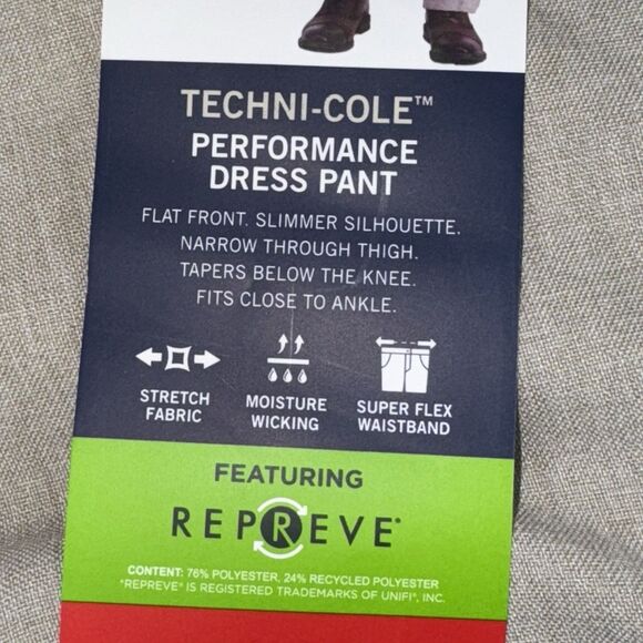 Kenneth Cole Techni-Cole Performance Dress Slim Fit Pant 34x29 Tan Chino Slacks - Picture 6 of 9